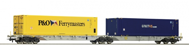 Articulated intermodal car of AAE with containers<br /><a href='images/pictures/Roco/Roco-76640.jpg' target='_blank'>Full size image</a>
